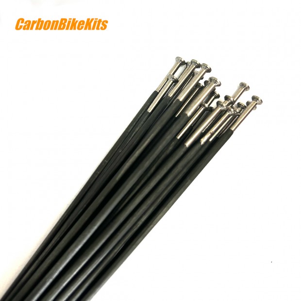 2.3x1.6mm 2g Raggi in carbonio e lega di titanio per bicicletta Straight Pull 142mm-307mm